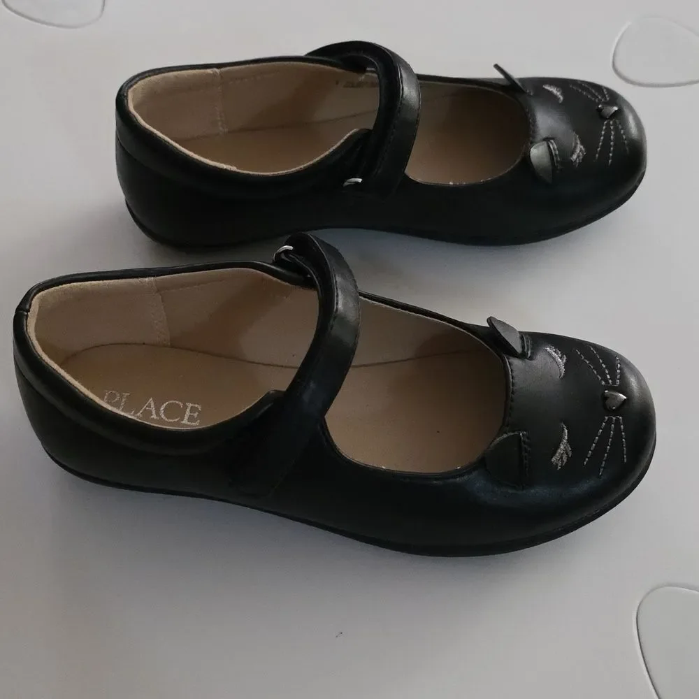 Girls' Black Cat Mary Jane School Shoes - Classic Style